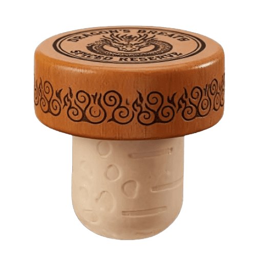 Custom branded wooden closure for premium liquor brands